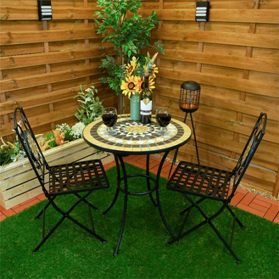 Mosaic Marquee Piece Metal Bistro Setting Pink 3-Piece Metal