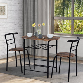 3 Pieces Dining Table Chair Set for Kitchen, Dining Room, Compact Space Wooden Steel Frame