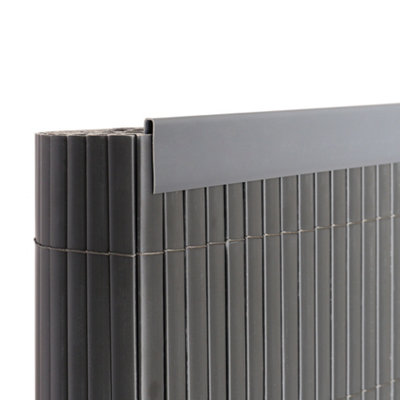 3 Pieces Grey PVC Garden Panel Slats Fence Fence - 3