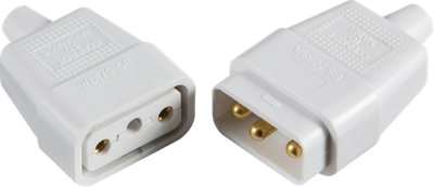 3 PIN WHITE RUBBER CONNECTOR 10A IN-LINE GARDEN LAWNMOWER (CAN PULL APART, NOT FIXED)
