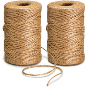 3-Ply Garden Twine - 500ft Brown Jute String for Crafting, Decorating, and Gardening (2 Rolls)