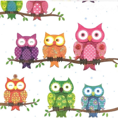 3 Ply Owl Napkins (Pack of 20) Multicoloured (One Size)