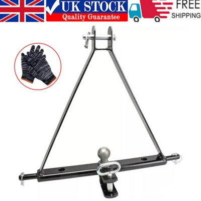 3 POINT LINKAGE TOW HITCH - Compact Tractor Mounted Towing Cat 1 Triangle Pin UK
