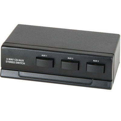 3 Port Way 2 RCA PHONO Audio Switch Box In/Out Manual Stereo Selector