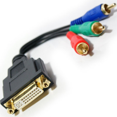 3 RCA Component RGB Male to DVI I Analogue Female Adapter TV PC Monitor Video