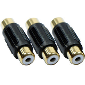 3 RCA PHONO Coupler Female To Socket Audio Adapter Connector Gender Changer