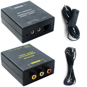 3 RCA PHONO & IR Over 300m CAT5e CAT6 Cable Extender Balun Kit AV Audio Video