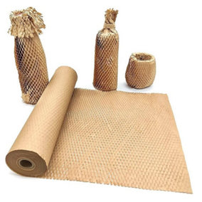3 Rolls (150m) Brown Honeycomb 400m Wrapping Paper Rolls For Packing/Moving Hive Cushioning Wrap