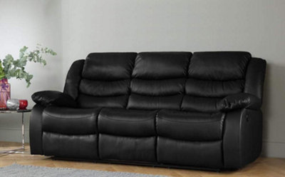 3 Seat Black Recliner Sofa Leather bonded Reclining Lazy boy Sofa Suite Sofas Chair D Pro T Homeware