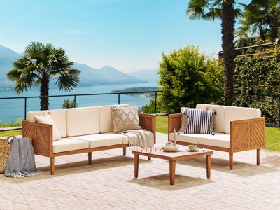 3 Seater Acacia Wood Garden Sofa Light BARATTI