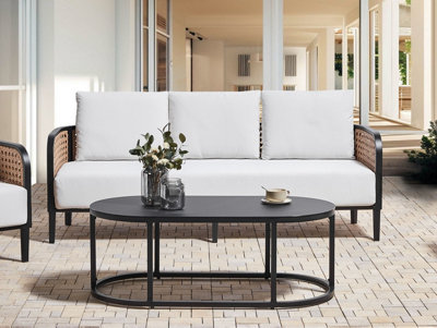 3 Seater Aluminium Garden Sofa Off-White MONTEFALCO