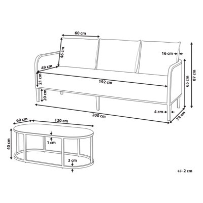 3 Seater Aluminium Garden Sofa Off-White MONTEFALCO - 3