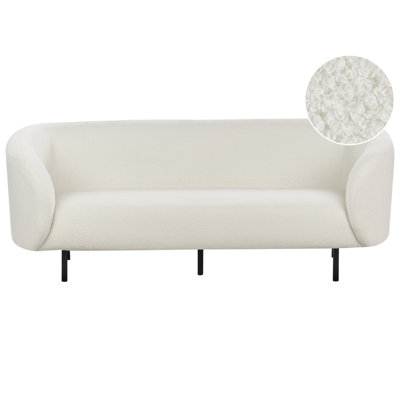 3 Seater Boucle Sofa White and Black LOEN