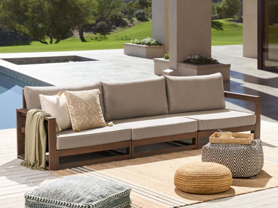 3 Seater Certified Acacia Wood Garden Sofa Dark TIMOR II