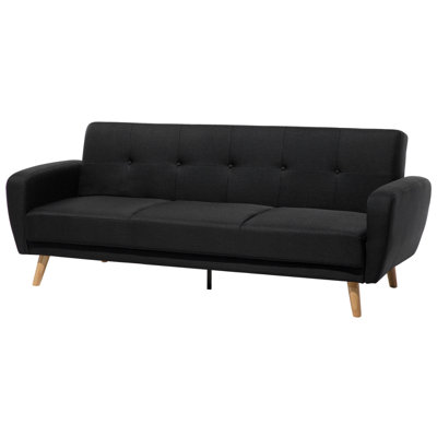 3 Seater Fabric Sofa Bed Black FLORLI