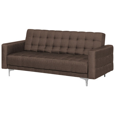 3 Seater Fabric Sofa Bed Brown ABERDEEN
