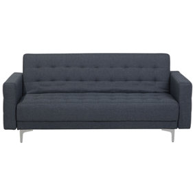 3 Seater Fabric Sofa Bed Dark Grey ABERDEEN