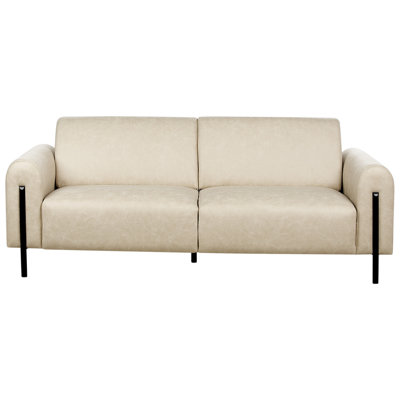 3 Seater Fabric Sofa Beige ASKIM