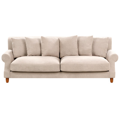 3 Seater Fabric Sofa Beige EIKE