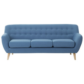 3 Seater Fabric Sofa Blue MOTALA