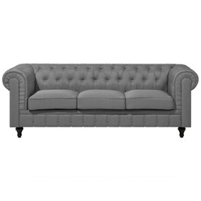 3 Seater Fabric Sofa Grey CHESTERFIELD Big