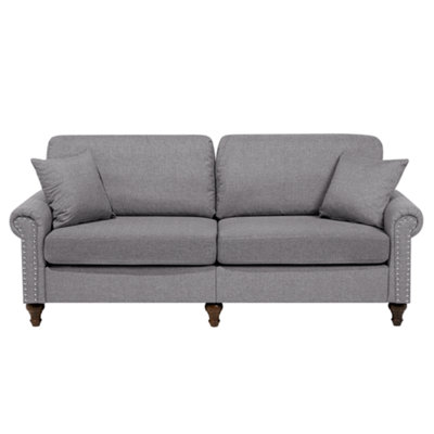 3 Seater Fabric Sofa Grey OTRA II