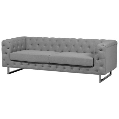 3 Seater Fabric Sofa Grey VISSLAND