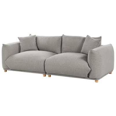 3 Seater Fabric Sofa Light Grey LUVOS