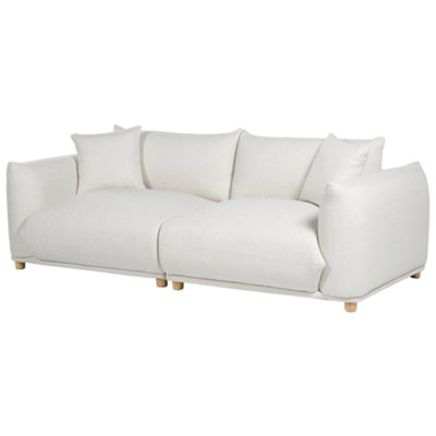 3 Seater Fabric Sofa Off-White LUVOS