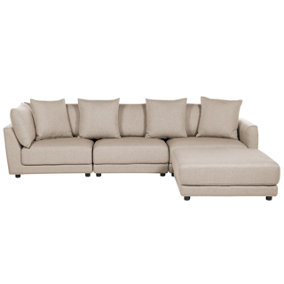 3 Seater Fabric Sofa with Ottoman Beige SIGTUNA