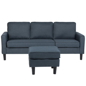 3 Seater Fabric Sofa with Ottoman Dark Grey AVESTA