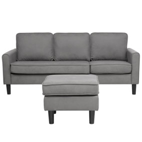 3 Seater Fabric Sofa with Ottoman Light Grey AVESTA