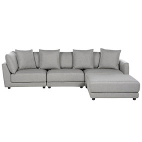 3 Seater Fabric Sofa with Ottoman Light Grey SIGTUNA
