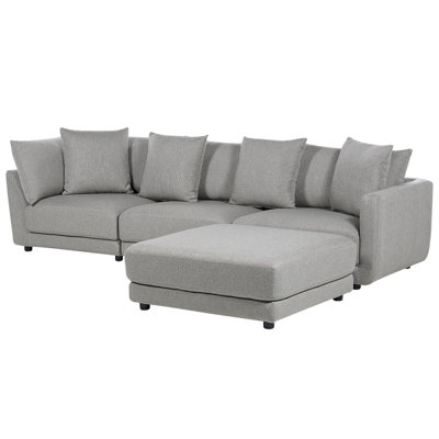 3 Seater Fabric Sofa with Ottoman Light Grey SIGTUNA