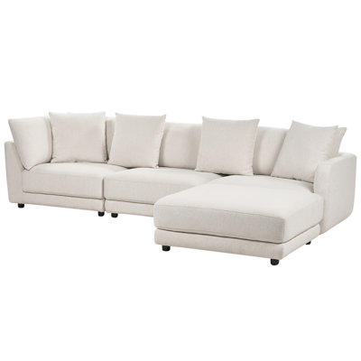 3 Seater Fabric Sofa with Ottoman Off-White SIGTUNA