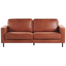 3 Seater Faux Leather Golden Brown SAVALEN