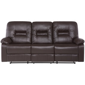 3 Seater Faux Leather Manual Recliner Sofa Brown BERGEN