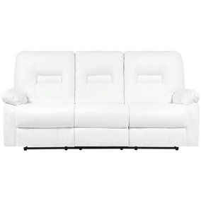 3 Seater Faux Leather Manual Recliner Sofa White BERGEN