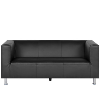 3 Seater Faux Leather Sofa Black FLORO