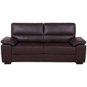 3 Seater Faux Leather Sofa Brown VOGAR