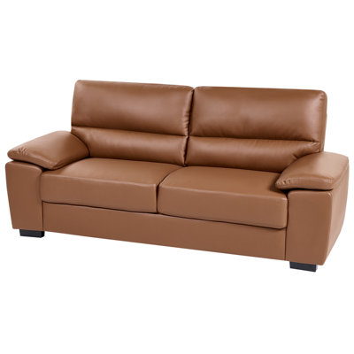 3 Seater Faux Leather Sofa Golden Brown VOGAR