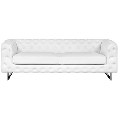 3 Seater Faux Leather Sofa White VISSLAND