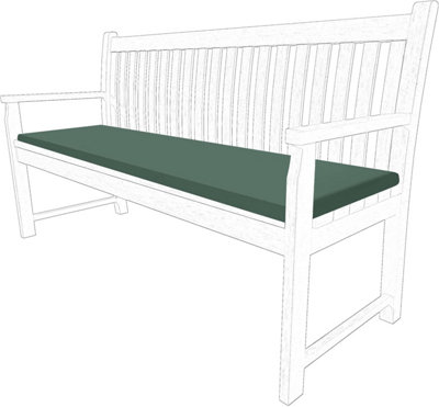 3 Seater Garden Bench Cushion Seatpad Indoor & Outdoor Use - Green