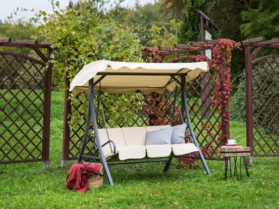 3 Seater Garden Swing Beige GARBO