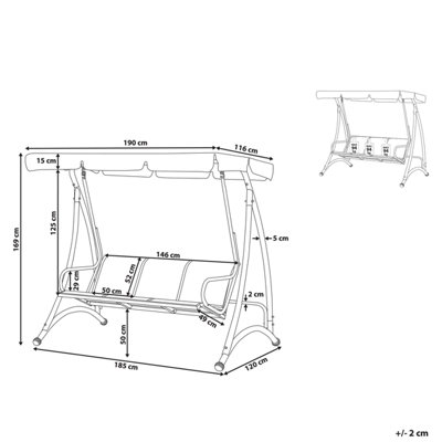 3 Seater Garden Swing Black BOGART - 4