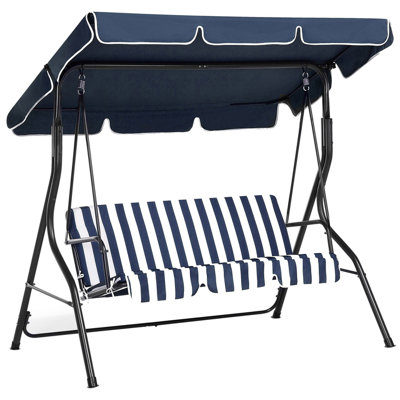 3 Seater Garden Swing Blue and White CHAPLIN