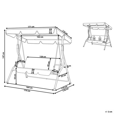 3 Seater Garden Swing Blue and White CHAPLIN - 3