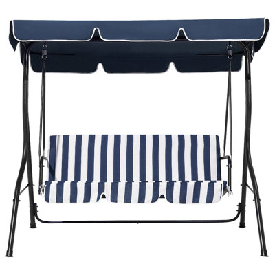 3 Seater Garden Swing Blue and White CHAPLIN - 4
