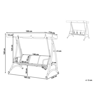 3 Seater Garden Swing Grey BOGART - 3