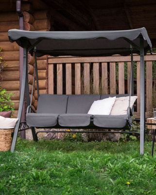 3 Seater Garden Swing Grey GARBO